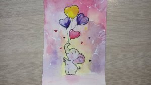 Слоненок \ Рисунок акварелью