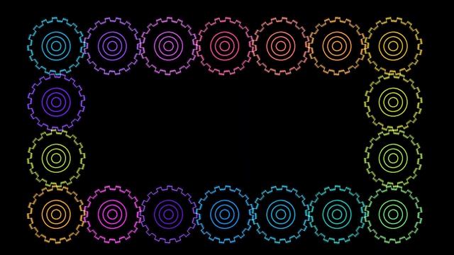 Colorful Spinning Gears in Neon смотреть онлайн