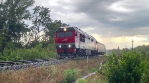 Сильный вечерний ливень! ТЭП70БС-165 с пригородным поездом Моршанск - Вернадовка