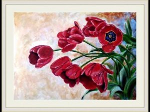 Картины с тюльпанами, нарциссами, другими цветами, написанные маслом и акрилом
