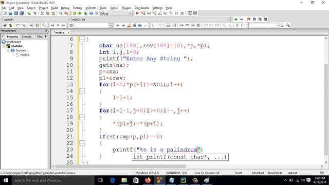 14 : C program to check whether a string is palindrome or not using pointer || MCS-011|| O level