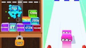 Jelly Cube 2048 Vs Jelly Run 2048 - ASMR Gameplay ( 32T )