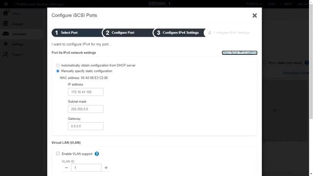 How to configure iSCSI ports for ThinkSystem Storage DE Series systems