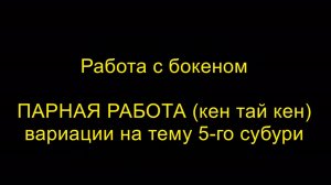 ПАРНАЯ РАБОТА, вариации на тему 5-го субури (кен тай кен). Работа с бокеном. Айкидо "Борей"