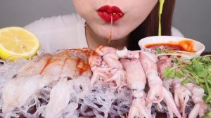 ASMR BABY SQUID 호래기,꼴뚜기회 리얼사운드 먹방 MUKBANG EATING SOUNDS.