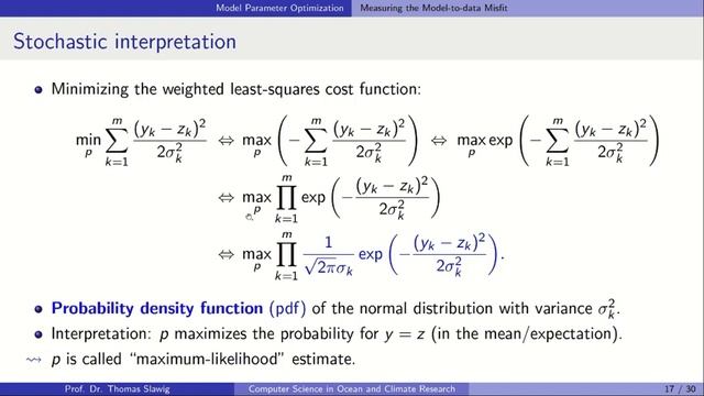 Computer Science in Ocean and Climate Research: Lecture 10: Model Parameter Optimization