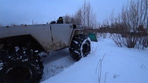 Вездеход на кразах по мокрому снегу