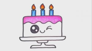 КАК НАРИСОВАТЬ ТОРТ НА ДЕНЬ РОЖДЕНИЯ СО СВЕЧАМИ ЛЕГКО ШАГ ЗА ШАГОМ