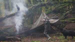 Ни палатки, ни спального мешка — выживание в лагере под деревом во время ливня