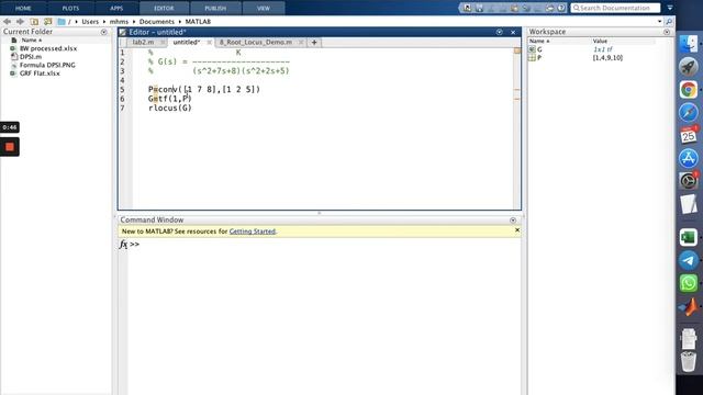 Plotting Root Locus with 2 polynomial Poles Using MATLAB