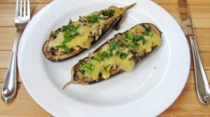 Баклажаны запеченные с сосисками