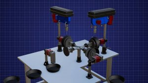 3D графика работы станка для нарезания резьбы