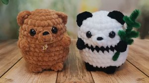 Мастер класс "Мишка +Панда" крючком из плюшевой пряжи.