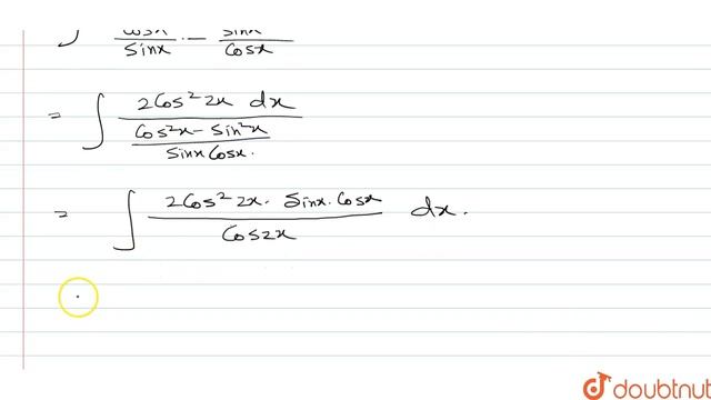 Ifint(cos 4x+1)/(cotx-tan x) dx=k cos 4x+c,then the value ofk is -  | 12 | MCQ ZONE  | MATHS | C...