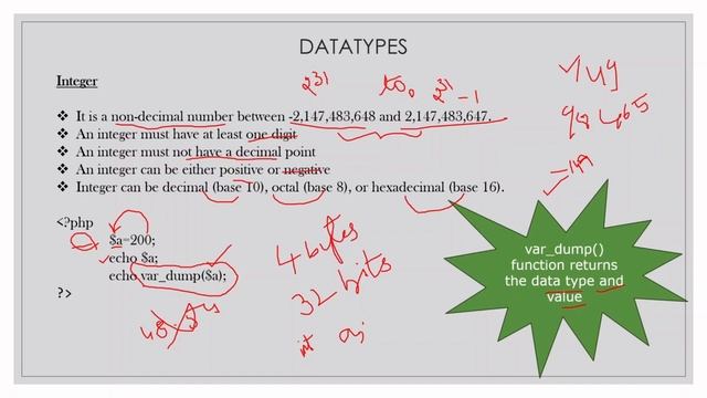 3. Integer Datatype in PHP by Bharathi Patnala #php #phpforbeginners #phptutorialforbeginners #int