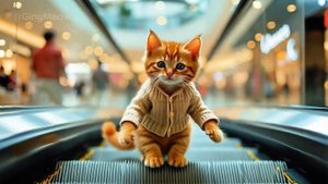 Tiny Cat's Adorable Mall Adventure! _ #cat #kitten #cute #gingmeow
