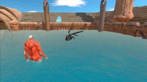 COLOSSAL TITAN VS MUTO FEMALE AT THE ARENA WATER UP - Animal Revolt Battle Simulator