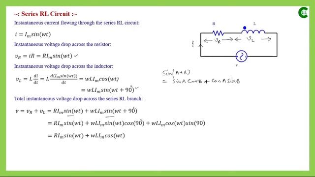 Series RL circuit | AC through series LR circuit | Phasor diagram of RL series circuit | AC circuit