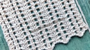 Простой вертикальный ажурный узор для вязания джемпера, топа, кардигана