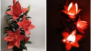 Светильник из изолона. Лилия из изолона. Махровая лилия из изолона. Светильник своими руками