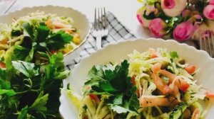 ВИТАМИННЫЙ ПП  САЛАТ ИЗ СВЕЖЕЙ КАПУСТЫ 🥬🥒🍅🥗