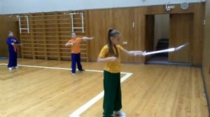 Ушу. Тренировка.  Упражнение с мечом.  Детская группа