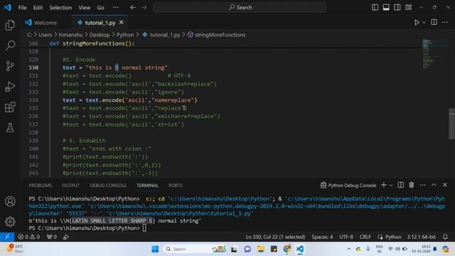Encoding and EndsWith  String Functions in Python(Python Tutorial 17)
