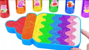 Крутое видео о том, как сделать радужную молочную бутылку из смеси слизи в ванночке для нарезки