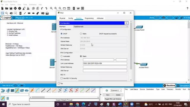 Jaringan Komputer 1 : Percobaan Membangun 2 buah LAN menggunakan Packet Tracer
