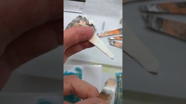 Experimenting with Pebeo Prisme Fantasy paint on Polymer Clay