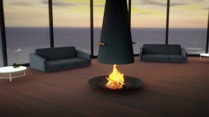 Демонстрация камина Focus FilioFocus, центральный, телескопический