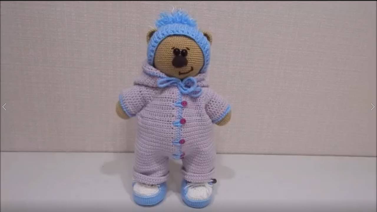 Одежда (комбинезон, кеды, шапка)  для медвежонка крючком (Сrochet teddy bear ).Часть 2.