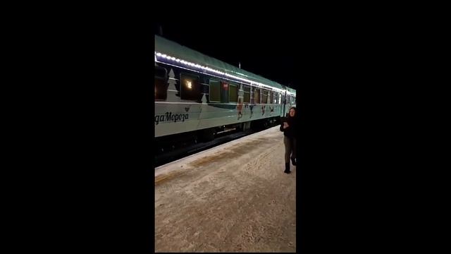 Паровоз с поездом Деда Мороза смотреть онлайн