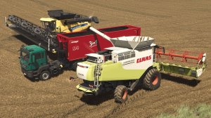 FS25 / Карта Zielonka / Уборка рапса Claas Lexion 600 / Xerion 5000, New Holland CR10.90, FENDT 939