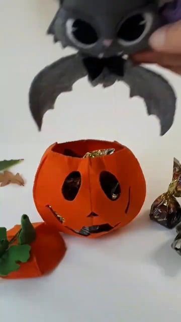 Bat pumpkin Halloween decor felt pattern смотреть онлайн