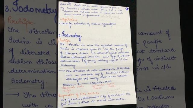 Iodometry | Principle | Applications | Easy handwritten notes and explanation for exams |