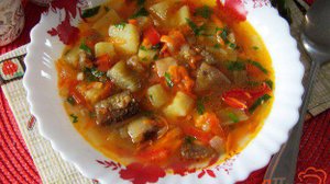 Суп с баклажанами на курином бульоне