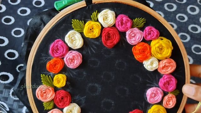 Easy Embroidery hoop |Beginners friendly | black flower embroidery hoop | tassle hoop