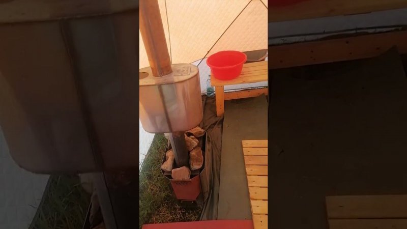 Палатка Mircamping 2.40*2.40 с банной печью в горах Крыма