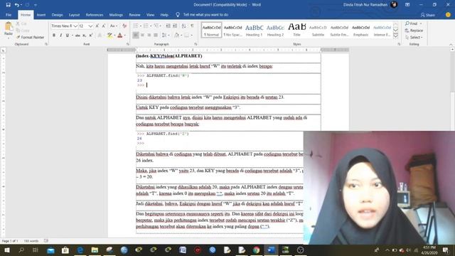 Fungsi Dekripsi pada Pengimplementasian Algoritma Caesar menggunakan Python