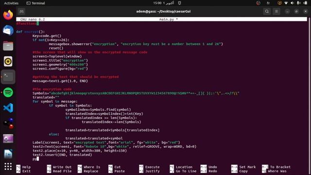 caesar cipher app with GUI | python, tkinter (PART 2: functionalities)