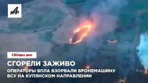 Сгорели заживо. Операторы БПЛА взорвали бронемашину ВСУ на Купянском направлении