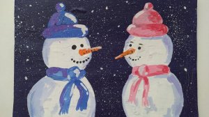 Рисуем снеговиков