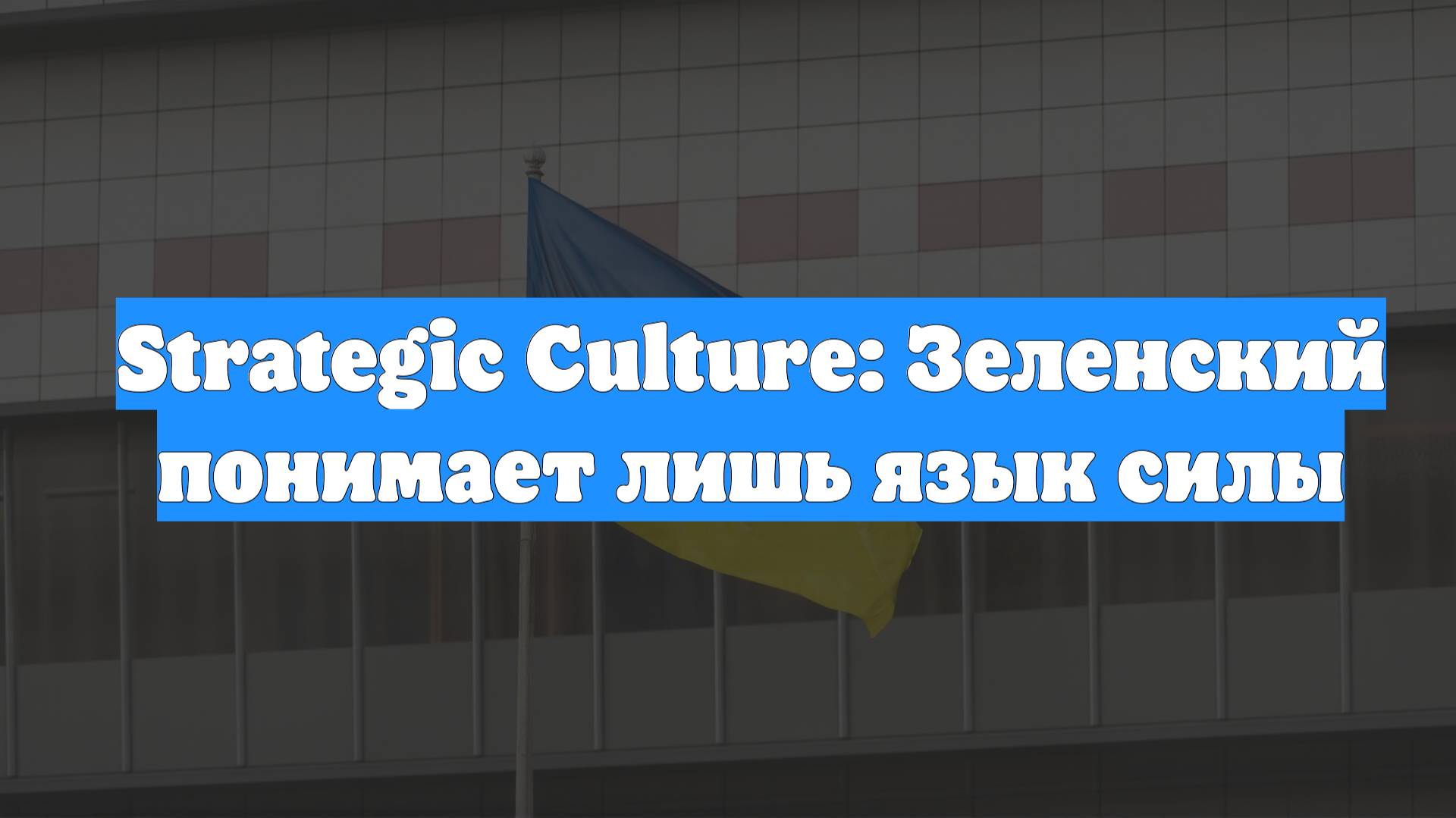 Strategic Culture: Зеленский понимает лишь язык силы