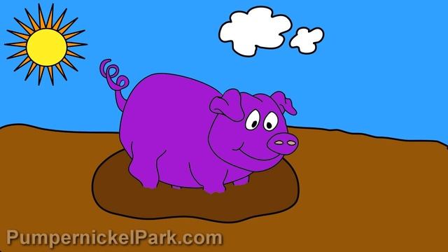 Piggy Colors - Pink Blue Yellow Red Green Brown Purple Orange Black White - Learning Colors