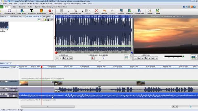 Tutorial Video Pad - 06 Insertando audio y desvinculando el audio de los videos