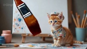 Tiny Ginger Cat’s Adorable Art Studio Adventure #cat #relaxing #cute