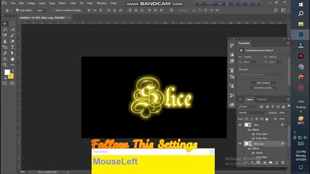 Neon Slice Text Effect in Photoshop । Photoshop Neon Text Effect । Photoshop Tutorial