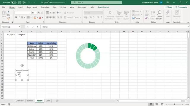 Progress chart in excel  Progress Doughnut chart excel  How to create progress chart in excel 