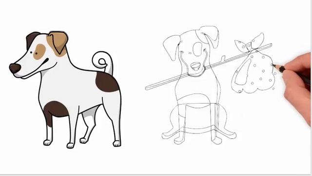 Собака, як намалювати собаку, як намалювати веселого собаку крок за кроком, добрий собака смотреть онлайн